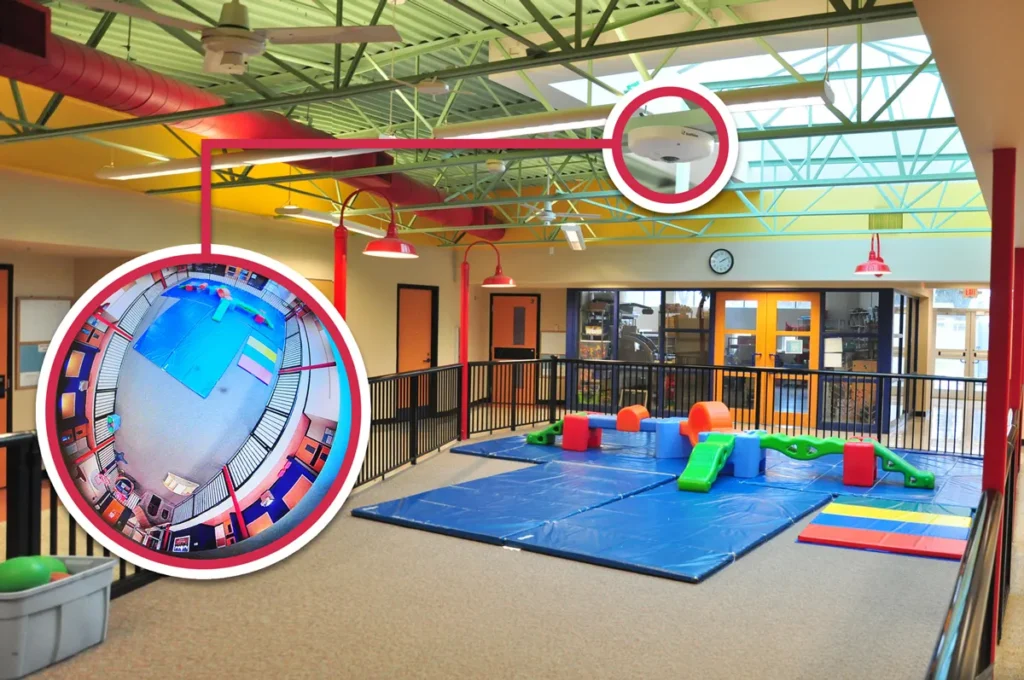 360-degree surveillance camera used for wide-area video monitoring and facility security