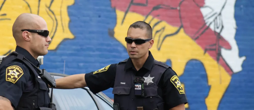 Police communication systems supporting officers with body cameras and real-time radio coordination